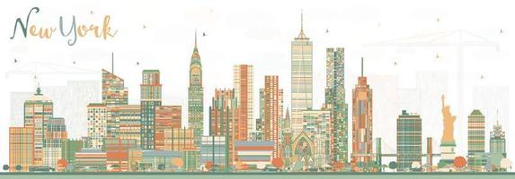 New York USA Skyline with Color Skyscrapers. vector