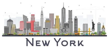 el horizonte de nueva york usa con rascacielos grises aislados en fondo blanco. vector