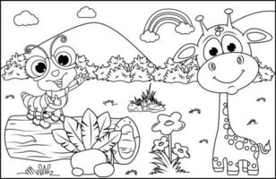 dibujos animados de animales para colorear para niños vector