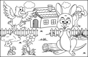 coloring animal cartoon for kids vector