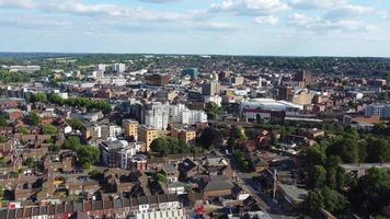 Aerial View of City Center on a Hot Summer Day, Luton is town and borough with unitary authority status, in the ceremonial county of Bedfordshire video