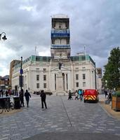 Luton City Centre and Local Buildings, High Angle Drone's View of Luton City Centre and Railway Station. Luton England Great Britain photo