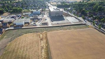 Aerial View of Barnfield College. It is the largest further education college in Bedfordshire, England, with two campuses in Luton. The New Building and Renovations are currently in progress. video
