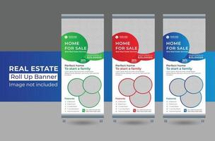 Real estate roll-up banner, pull-up, signage stand, standee roll-up banner, corporate banner, exhibition, business flyer, dl flyer, retractable banner, agency print-ready template design vector