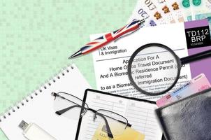 English form TD112 Application for a home office travel document and a biometric residence permit or biometric immigration document from UK visas and immigration photo