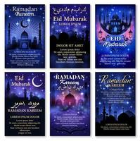 Ramadan Kareem greeting poster and brochure set vector