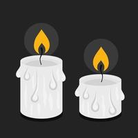 Burning wax candles in cartoon style. Vector illustration for Halloween, witchcraft