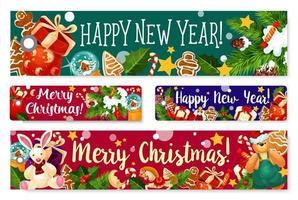 Christmas New Year holidays vector greeting banner