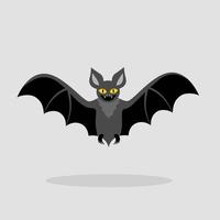 Black bat in cartoon style. Vector illustration for Halloween. Vampire.