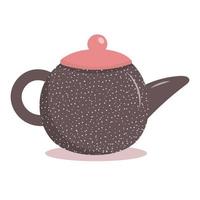 Handmade ceramic tableware. Craft utensils for breakfast, lunch and dinner, teapot. Handmade texture. Vector illustration