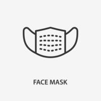 Face mask line icon on white background. vector