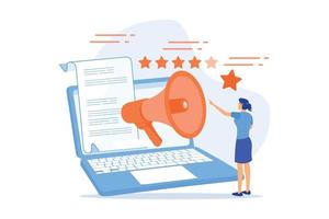 Promoting company credibility. Increasing clients loyalty. Customers conversion. Brand reputation, brand management, sales driving strategy concept, flat vector modern illustration