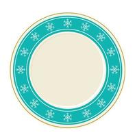 Empty classic white vector plate in cartoon style top view