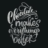 Chocolate hand lettering chalk quotes. vector