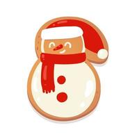 Christmas gingerbread cookie.Biscuit character figure. Vector illustration for new year design.