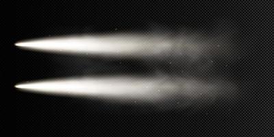 Smoke trails, white clouds of plane, rocket vector