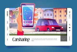 Carsharing banner with mobile phone and car vector