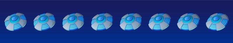 Flying ufo saucer animation sprite sheet effect vector