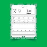 Alphabet tracing worksheet with letter and vocabulary vector