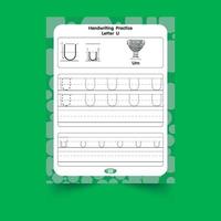 Alphabet tracing worksheet with letter and vocabulary vector