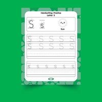 Alphabet tracing worksheet with letter and vocabulary vector