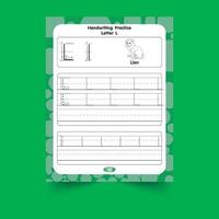 Alphabet tracing worksheet with letter and vocabulary vector