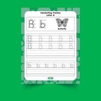 Alphabet tracing worksheet with letter and vocabulary vector