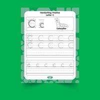 Alphabet tracing worksheet with letter and vocabulary vector