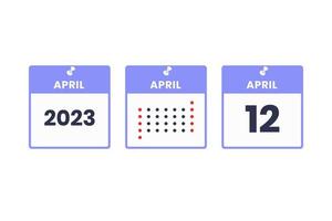 April 12 calendar design icon. 2023 calendar schedule, appointment, important date concept vector