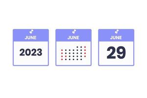 June 29 calendar design icon. 2023 calendar schedule, appointment, important date concept vector