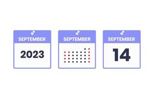 September 14 calendar design icon. 2023 calendar schedule, appointment, important date concept vector