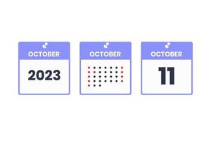 October 11 calendar design icon. 2023 calendar schedule, appointment, important date concept vector