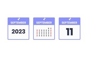 11 de septiembre icono de diseño de calendario. calendario 2023, cita, concepto de fecha importante vector