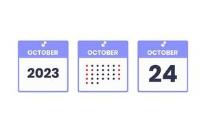24 de octubre icono de diseño de calendario. calendario 2023, cita, concepto de fecha importante vector