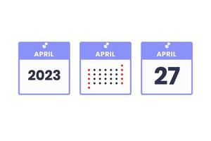 April 27 calendar design icon. 2023 calendar schedule, appointment, important date concept vector