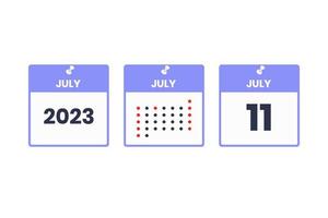 July 11 calendar design icon. 2023 calendar schedule, appointment, important date concept vector