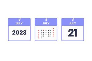 July 21 calendar design icon. 2023 calendar schedule, appointment, important date concept vector