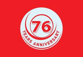 Diseño de logotipo y pegatina de aniversario de 76 años. vector