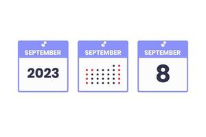 September 8 calendar design icon. 2023 calendar schedule, appointment, important date concept vector