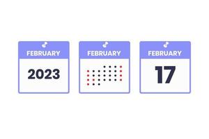 February 17 calendar design icon. 2023 calendar schedule, appointment, important date concept vector