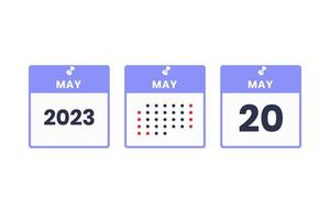 May 20 calendar design icon. 2023 calendar schedule, appointment, important date concept vector