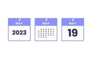 May 19 calendar design icon. 2023 calendar schedule, appointment, important date concept vector