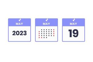 May 19 calendar design icon. 2023 calendar schedule, appointment, important date concept vector