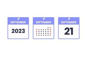 September 21 calendar design icon. 2023 calendar schedule, appointment, important date concept vector