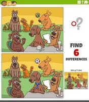 differences activity with cartoon dogs animal characters vector