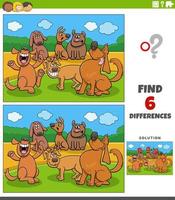 differences game with cartoon dogs animal characters vector