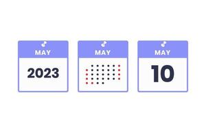 May 10 calendar design icon. 2023 calendar schedule, appointment, important date concept vector