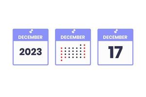 December 17 calendar design icon. 2023 calendar schedule, appointment, important date concept vector