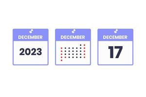 December 17 calendar design icon. 2023 calendar schedule, appointment, important date concept vector