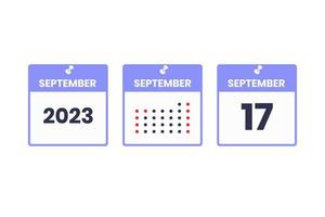 September 17 calendar design icon. 2023 calendar schedule, appointment, important date concept vector